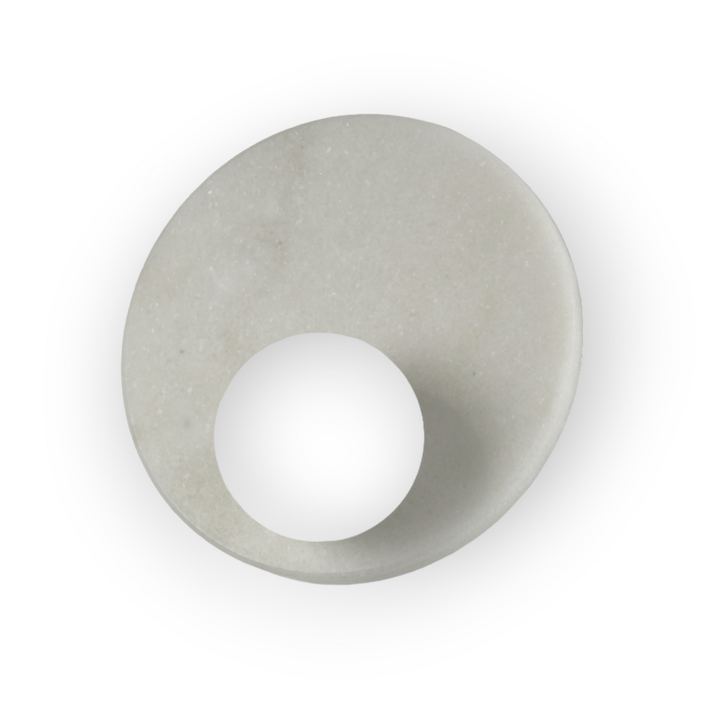 This image features the Mira Wall Light, a stunning piece with a white marble-patterned plate encircling a frosted glass sphere. The design marries natural stone textures with contemporary lighting for an elegant and striking visual effect.