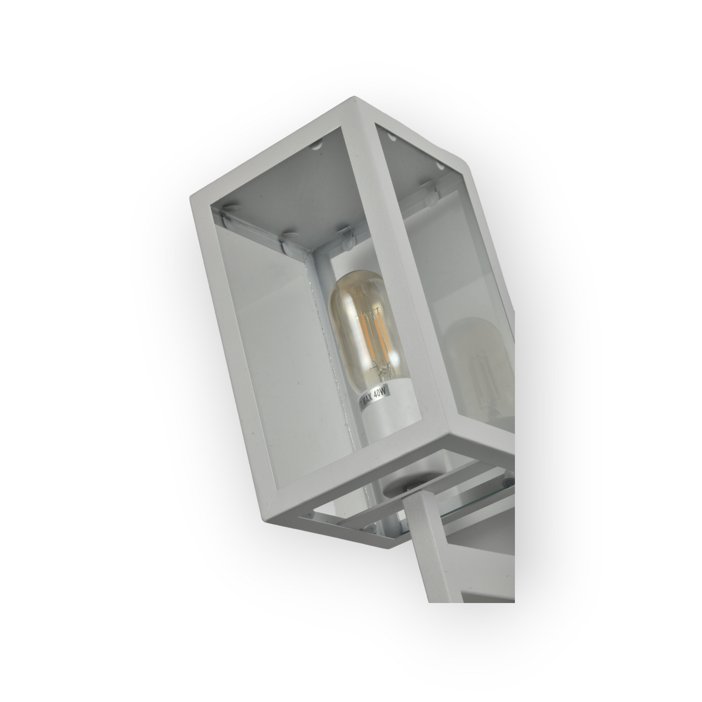 A contemporary Weston wall light featuring a matte black finish and clear glass enclosure that allows the Edison-style bulb within to become a focal point of the design. The wall light's clean lines and industrial influence are well-suited to modern decor themes.