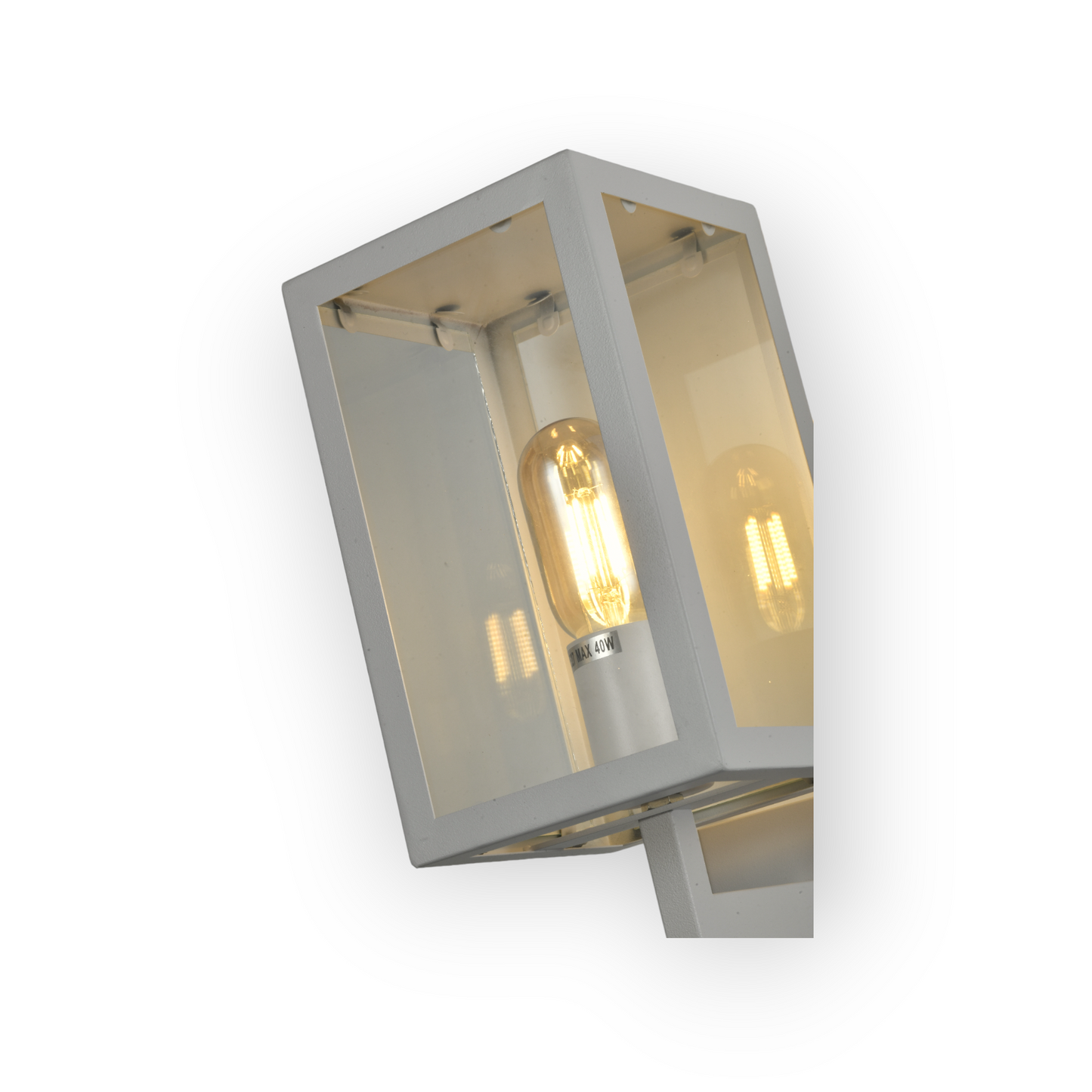 A contemporary Weston wall light featuring a matte black finish and clear glass enclosure that allows the Edison-style bulb within to become a focal point of the design. The wall light's clean lines and industrial influence are well-suited to modern decor themes.