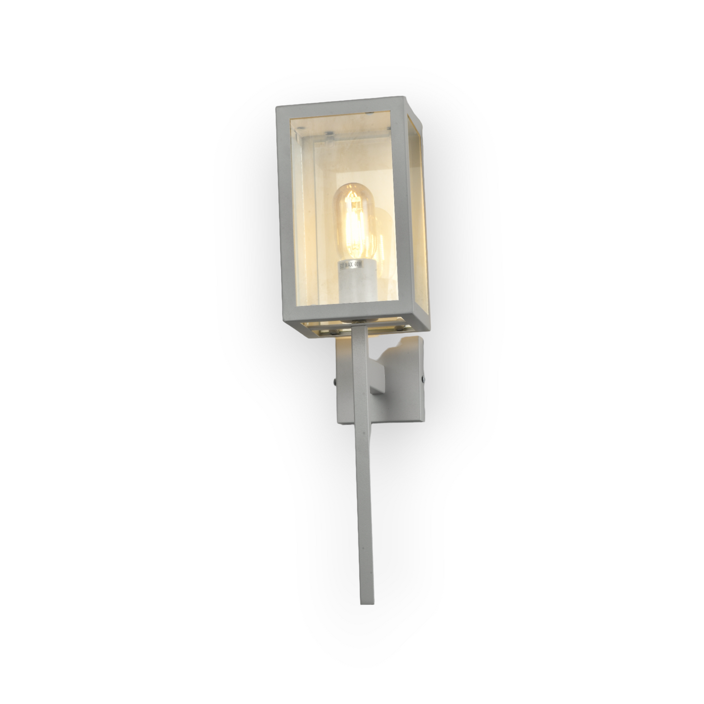 A contemporary Weston wall light featuring a matte black finish and clear glass enclosure that allows the Edison-style bulb within to become a focal point of the design. The wall light's clean lines and industrial influence are well-suited to modern decor themes.