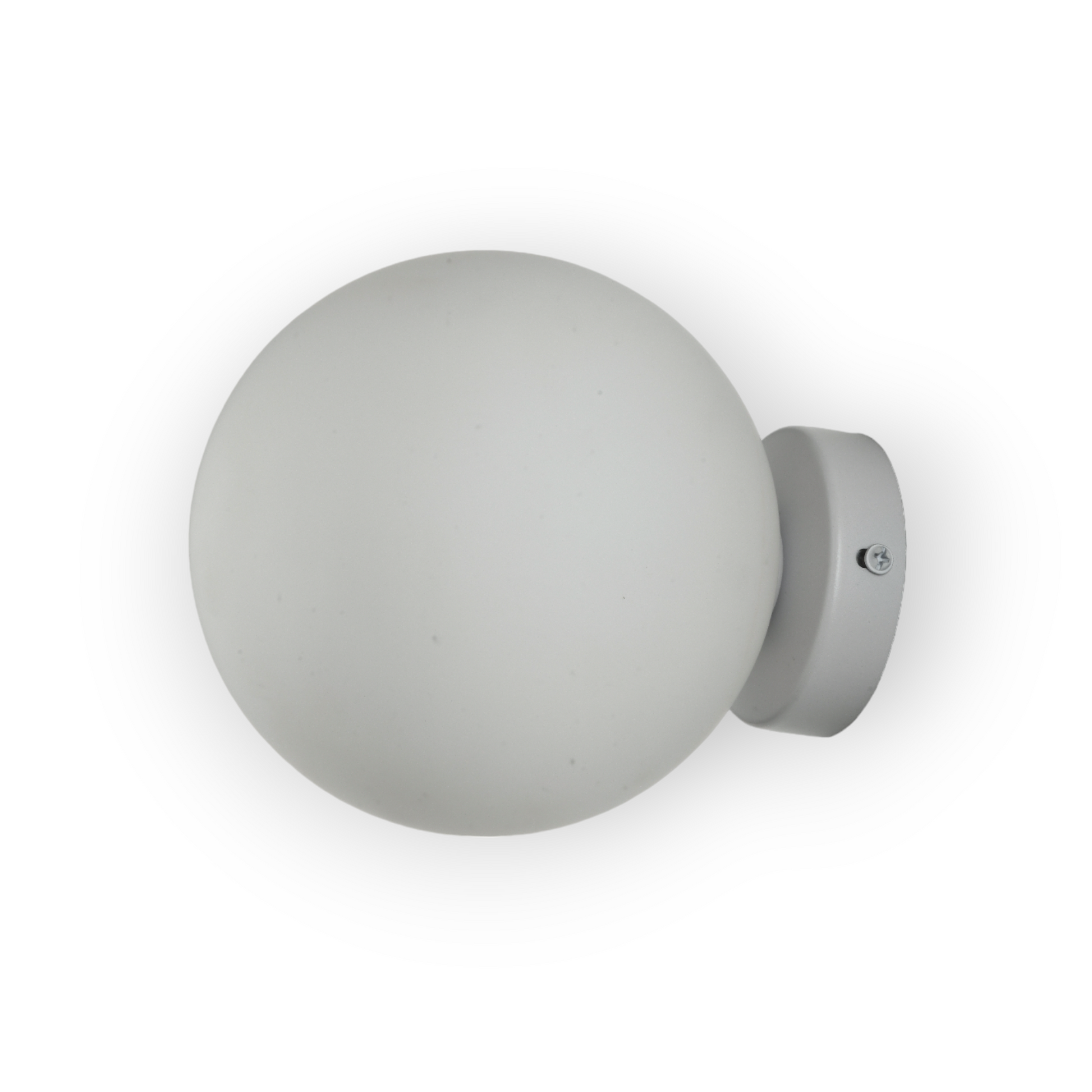 The image displays the Elio Wall Light, a minimalist fixture featuring a base and a frosted glass globe that diffuses light evenly, creating a soft and welcoming ambiance suitable for various interior settings.