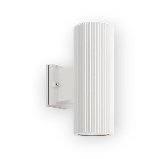 This image showcases the Palo External Wall Light in a sleek white finish, featuring a minimalist rectangular design with a downward-facing light source. Its clean lines and neutral color make it a versatile option for illuminating outdoor spaces.